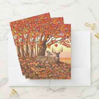 Whitetail Deer in Autumn New England Fall Colors Pocket Folder