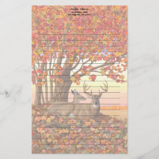 Whitetail Deer in Autumn New England Fall Colors Stationery