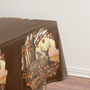 Whitetail Deer in Autumn New England Fall Colors Tablecloth