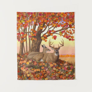 Whitetail Deer in Autumn New England Fall Colors Tapestry