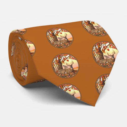 Whitetail Deer in Autumn New England Fall Colors Tie