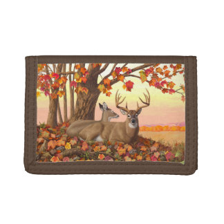 Whitetail Deer in Autumn New England Fall Colors Trifold Wallet