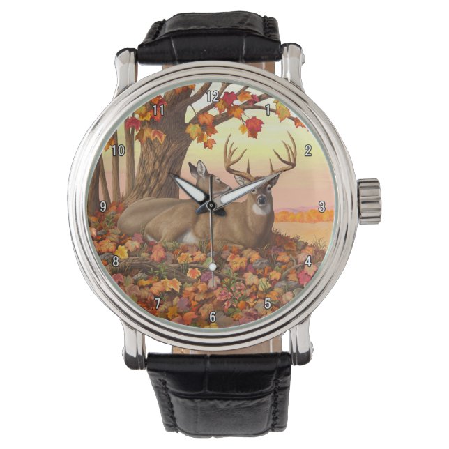 Whitetail Deer in Autumn New England Fall Colors Watch (Front)