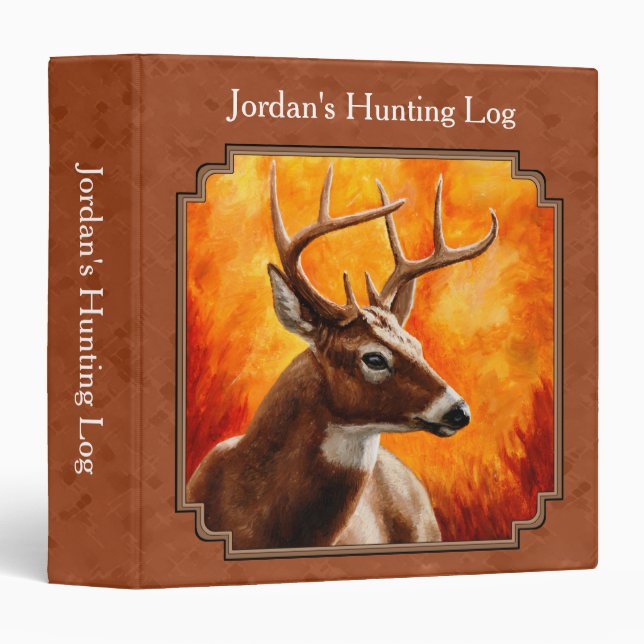 Whitetail Deer in Autumn Reddish Brown 3 Ring Binder (Front/Spine)