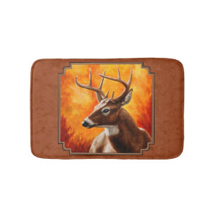 Whitetail Deer in Autumn Reddish Brown Bath Mat