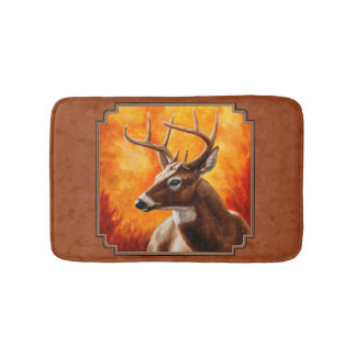 Whitetail Deer in Autumn Reddish Brown Bath Mat