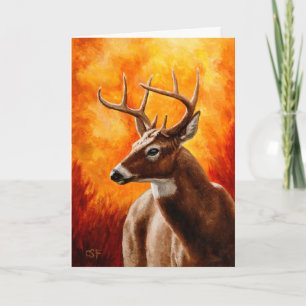 Whitetail Deer in Autumn Reddish Brown Card
