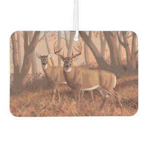 Whitetail Deer In Forest Retro Style Nature Air Freshener