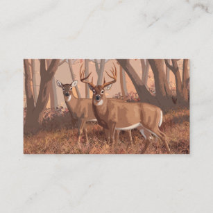 Whitetail Deer In Forest Retro Style Nature Business Card