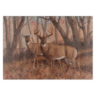 Whitetail Deer In Forest Retro Style Nature Cutting Board