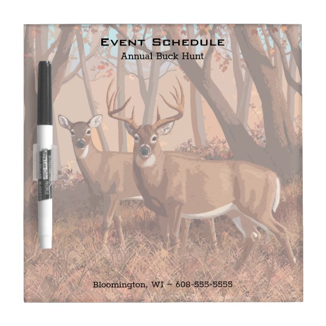 Whitetail Deer In Forest Retro Style Nature Dry Erase Board (Front)