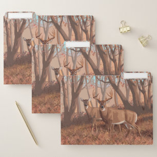 Whitetail Deer In Forest Retro Style Nature File Folder