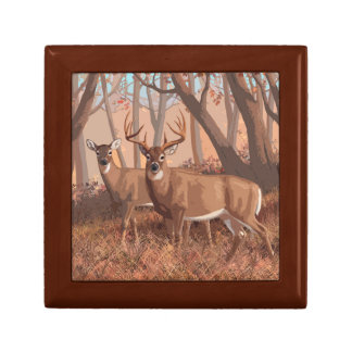 Whitetail Deer In Forest Retro Style Nature Gift Box