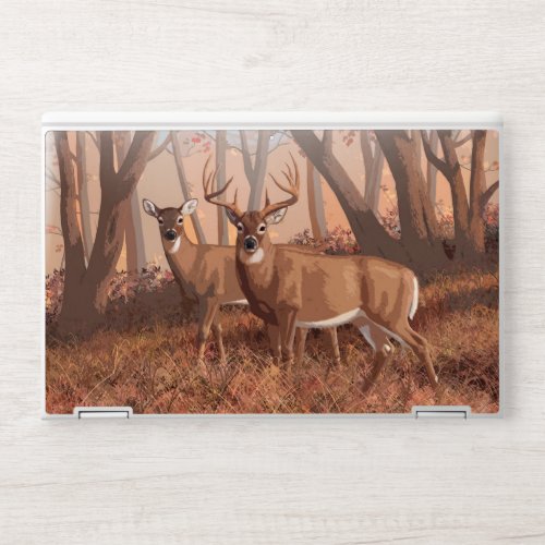 Whitetail Deer In Forest Retro Style Nature HP Laptop Skin