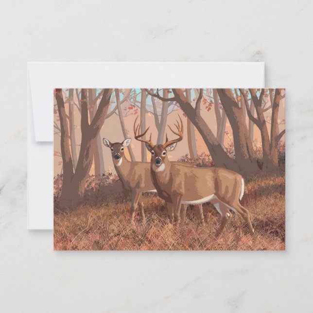 Whitetail Deer In Forest Retro Style Nature Invitation (Front)