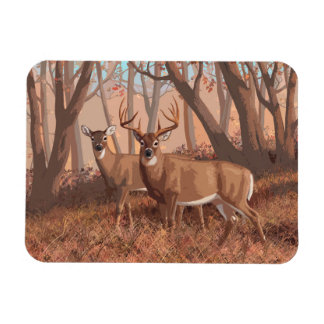 Whitetail Deer In Forest Retro Style Nature Magnet