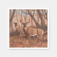 Whitetail Deer In Forest Retro Style Nature