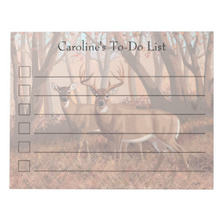 Whitetail Deer In Forest Retro Style Nature Notepad