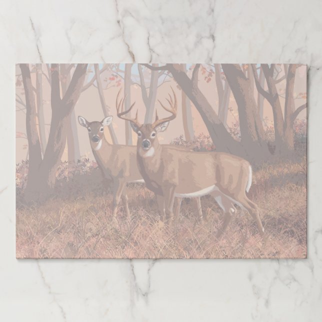 Whitetail Deer In Forest Retro Style Nature Paper Pad (Front)