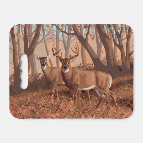 Whitetail Deer In Forest Retro Style Nature Seat Cushion