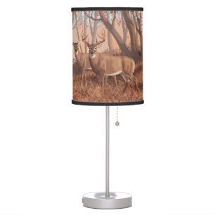 Whitetail Deer In Forest Retro Style Nature Table Lamp