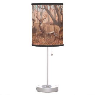 Whitetail Deer In Forest Retro Style Nature Table Lamp