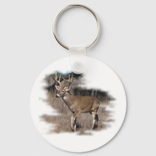Whitetail deer in the field keychain