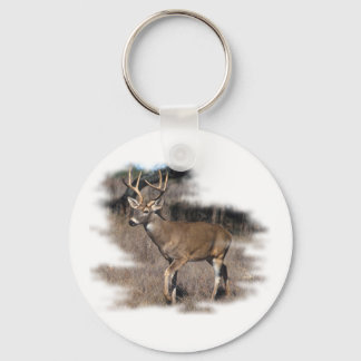 Whitetail deer in the field keychain