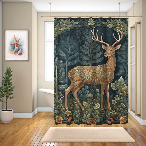 Whitetail Deer In The Forest Shower Curtain