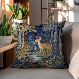 Whitetail Deer In The Forest Throw Pillow