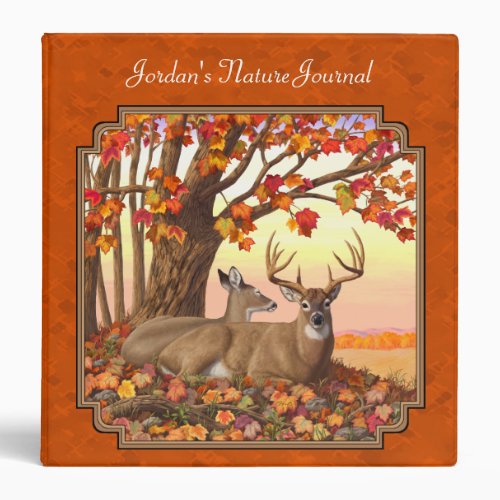 Whitetail Deer Maple Tree Autumn Orange Binder