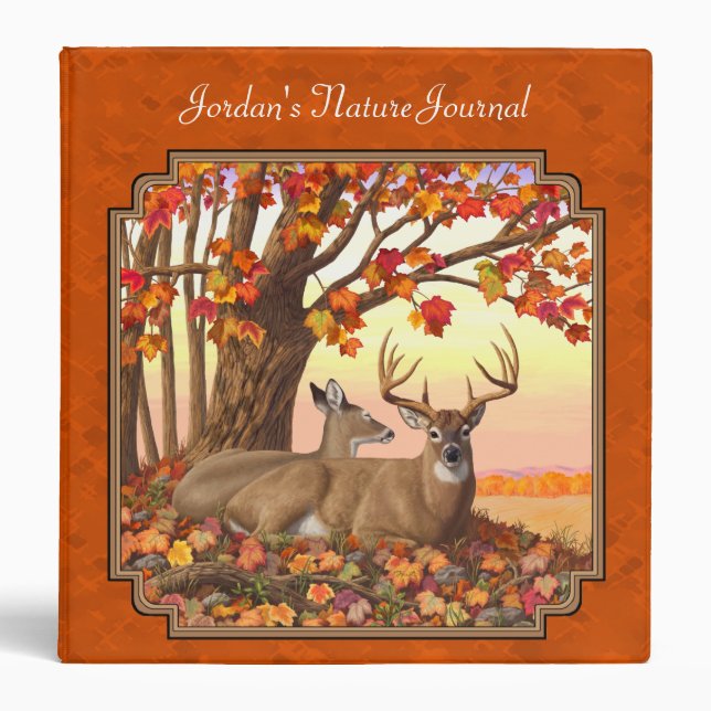 Whitetail Deer Maple Tree Autumn Orange Binder (Front)