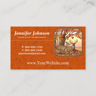 Whitetail Deer Maple Tree Autumn Orange Business Card