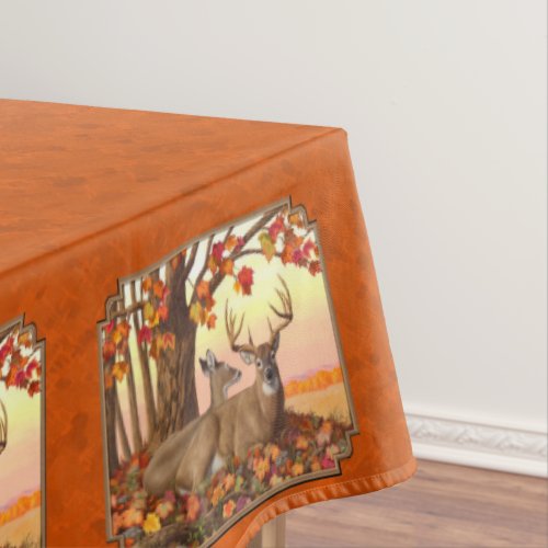 Whitetail Deer Maple Tree Autumn Orange Tablecloth