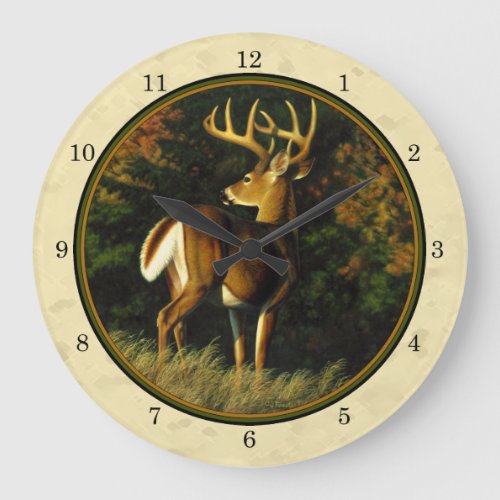 Whitetail Deer Monster Buck Yellow Large Clock