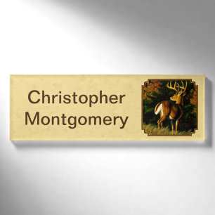 Whitetail Deer Monster Buck Yellow Name Tag