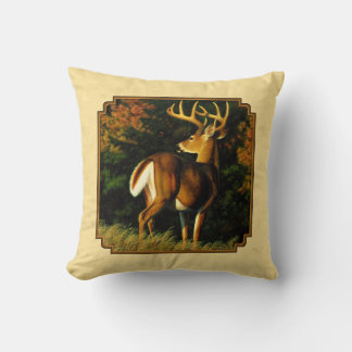 Whitetail Deer Monster Buck Yellow Throw Pillow