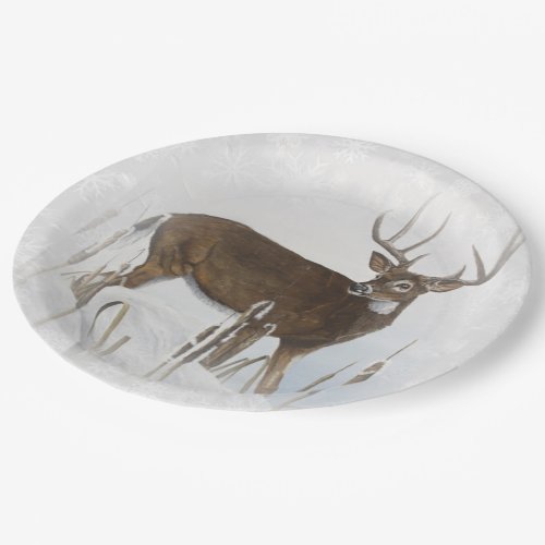 Whitetail deer paper plates