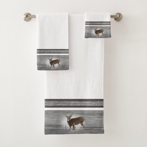 Whitetail Deer Rustic Design Bath Towel Set