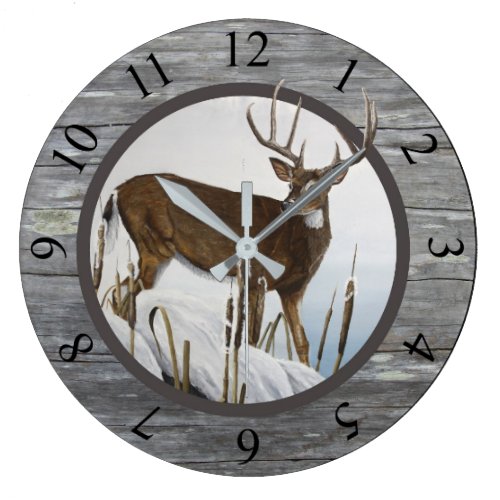 Whitetail Deer Rustic Design Large Clock