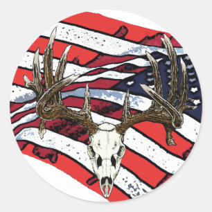 Whitetail deer skull 1 classic round sticker