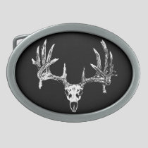 Whitetail deer skull w oval belt buckle