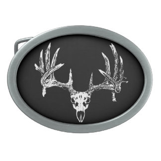 Whitetail deer skull w oval belt buckle