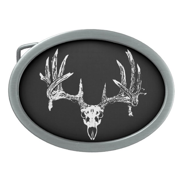Whitetail deer skull w oval belt buckle (Front)