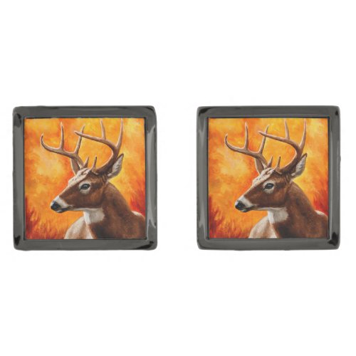 Whitetail Deer Trophy Buck Head Cufflinks