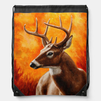 Whitetail Deer Trophy Buck Head Drawstring Bag