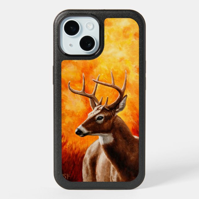 Whitetail Deer Trophy Buck Head iPhone 15 Case (Back)