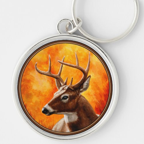 Whitetail Deer Trophy Buck Head Keychain