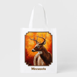 Whitetail Deer Trophy Buck Head Reusable Grocery Bag