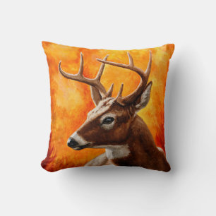Whitetail Deer Trophy Buck Head Throw Pillow